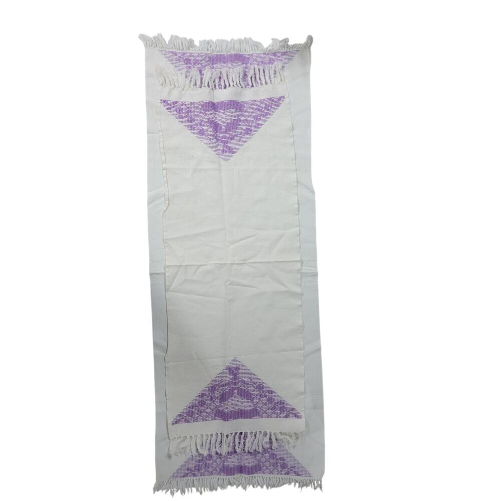 💜 Vintage Set of 4 Lavender Fringe Table Runners  – Boho Cottagecore Home Décor - Picture 2 of 8